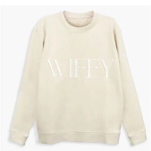 Miss to Mrs Brand “Wifey” Crewneck Sweatshirt in a Cream / Beige Color
